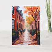 Boston Herfst Aquarel Beacon Hill Massachusetts Kaart (Voorkant)
