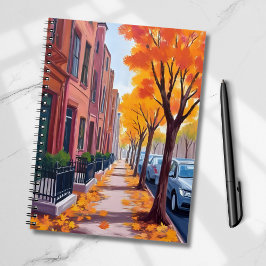 Boston Herfst Bladerval Watercolor Geschilderd Notitieboek