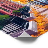 Boston Herfst Bladerval Watercolor Poster (Hoek)