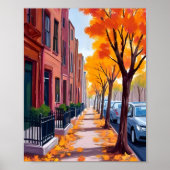 Boston Herfst Bladerval Watercolor Poster (Voorkant)