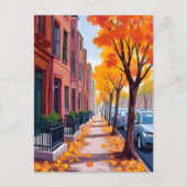 Boston Herfst Bladerval Waterverf Briefkaart (Voorkant)