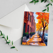 Boston Herfst Bladerval Waterverf Briefkaart