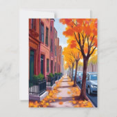 Boston Herfst Bladkleur Aquarel Kaart (Voorkant)