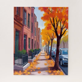 Boston herfst bladval aquarel legpuzzel