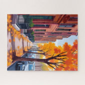 Boston herfst bladval aquarel legpuzzel (Horizontaal)