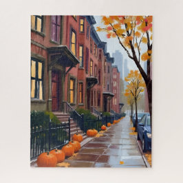 Boston Herfst Bruine Stenen Pompoen Aquarel Legpuzzel