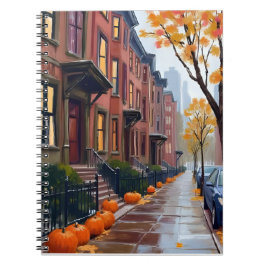 Boston Herfst Bruine Stenen Pompoen Aquarel Notitieboek