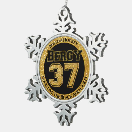 Boston Hockey Bergy 37 Tin Sneeuwvlok Ornament (Rechts)