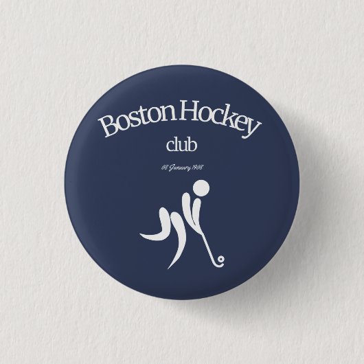 Boston Hockey Club T-shirt Ronde Button 3,2 Cm (Voorkant)