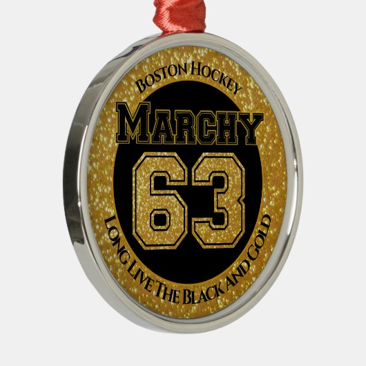 Boston Hockey Marchy 63 Metalen Ornament (Rechts)