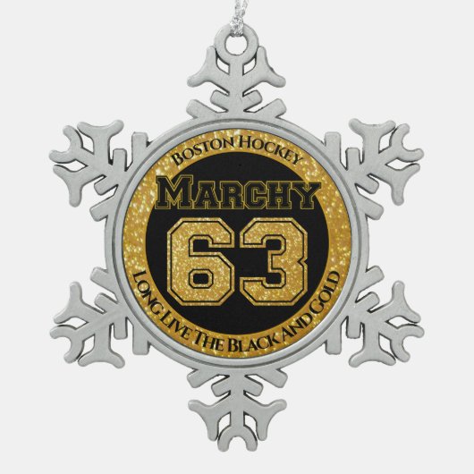 Boston Hockey Marchy 63 Tin Sneeuwvlok Ornament (Voorkant)