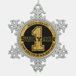 Boston Hockey Swayman 1 Tin Sneeuwvlok Ornament
