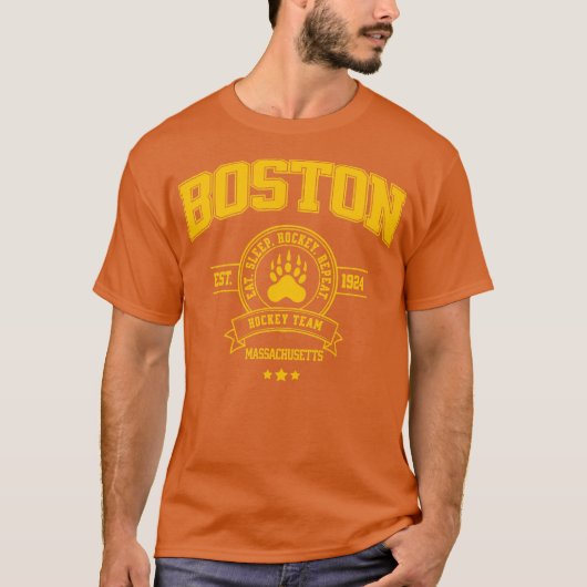 Boston Hockey Team Retro Design T-shirt (Voorkant)