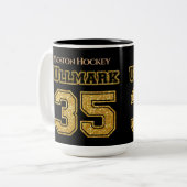 Boston Hockey Ullmark 35 Tweekleurige Koffiemok (Voorkant links)