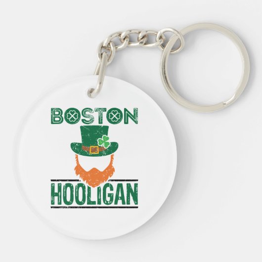 Boston Hooligan St Patricks Day Sleutelhanger (Achterkant)