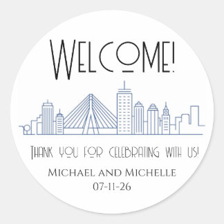 Boston Huwelijks Welkomsttas Sticker