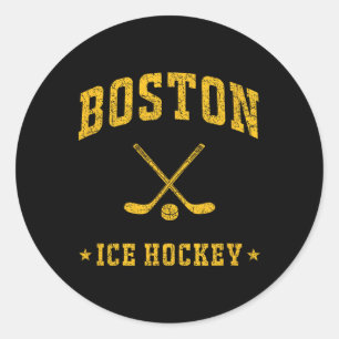 Boston IJshockey Vintage Gameday Retro IJshockeyli Ronde Sticker