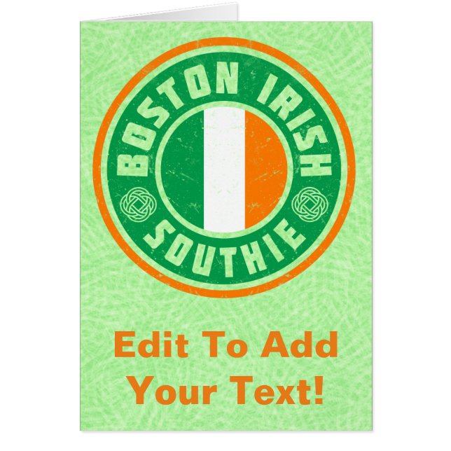Boston Irish American Southie Kaart (Voorkant)