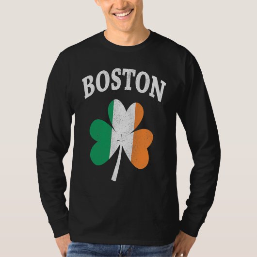 Boston Irish Flag ShamrockI St Patrick's Day T-shirt (Voorkant)