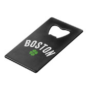 Boston Irish Shamrock Creditkaart Flessenopener (Voorkant Gekanteld)