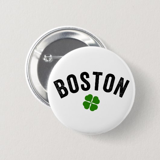 Boston Irish Shamrock Ronde Button 5,7 Cm (Voorkant /achterkant)