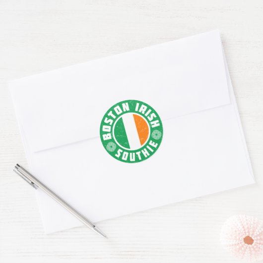 Boston Irish Southie Ronde Sticker (Envelop)