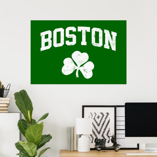 boston irish st patrick ' s shamrock clover southi poster (Thuiskantoor)