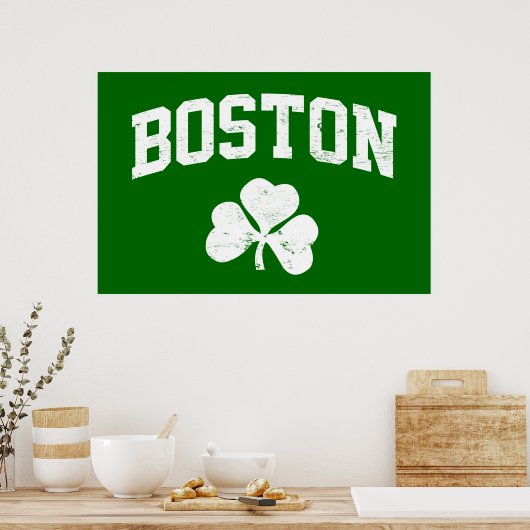 boston irish st patrick ' s shamrock clover southi poster (Keuken)