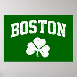 boston irish st patrick ' s shamrock clover southi poster