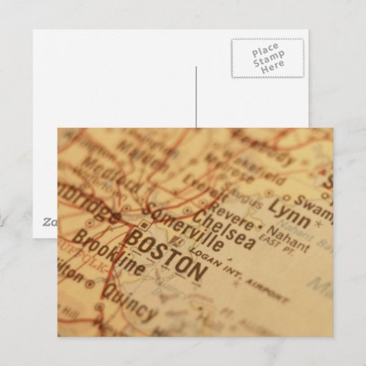  BOSTON-kaart Briefkaart (Voorkant / Achterkant)