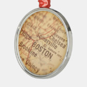  BOSTON-kaart Metalen Ornament (Links)