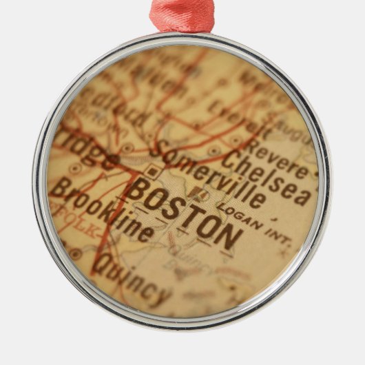  BOSTON-kaart Metalen Ornament (Voorkant)