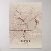Boston Kaart Rustieke Print Massachusetts Stad Muu (Voorkant)