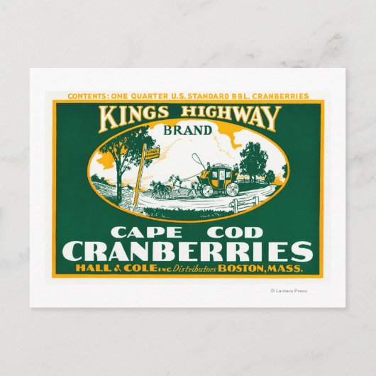 Boston Kings Highway Brand Cranberry Label Briefkaart (Voorkant)