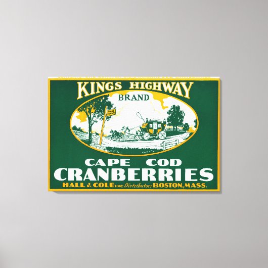 Boston Kings Highway Brand Cranberry Label Canvas Afdruk (Voorkant)