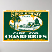 Boston Kings Highway Brand Cranberry Label Poster (Voorkant)