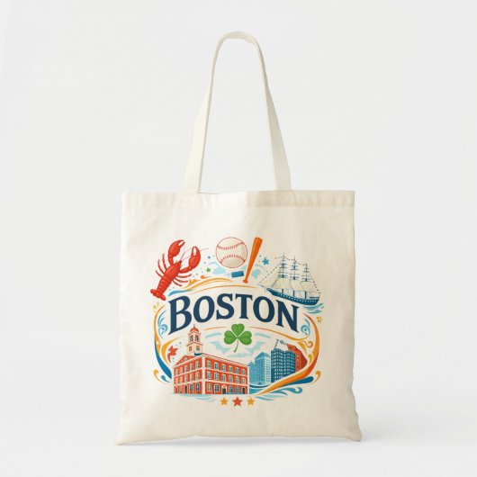 Boston kust reisillustratie tote bag (Voorkant)