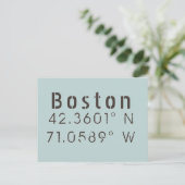 Boston Latitude en lengte Briefkaart (Staand voorkant)