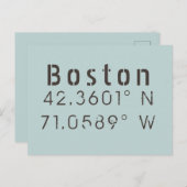 Boston Latitude en lengte Briefkaart (Voorkant / Achterkant)