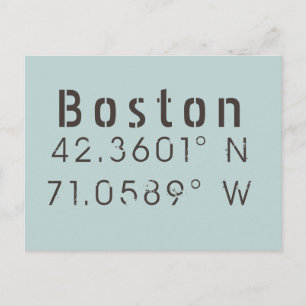Boston Latitude en lengte Briefkaart