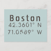Boston Latitude en lengte Briefkaart (Voorkant)