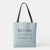 Boston Latitude en lengte Tote Bag (Achterkant)