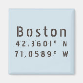 Boston Latitude Longitude Magneet (Voorkant)