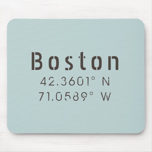 Boston Latitude Longitude Muismat (Voorkant)