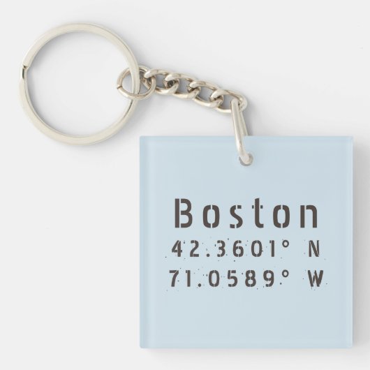 Boston Latitude Longitude Sleutelhanger (voorkant)