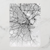 Boston Liefdeszoeker | Thema Stadkaart Folie Uitnodiging (Achterkant)