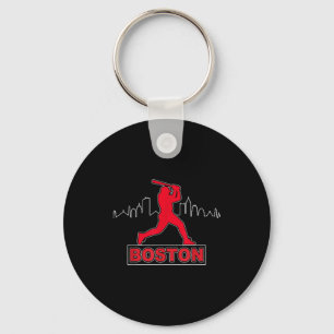 Boston Liefhebbers Silhouette Retro Honkbal Hartsl Sleutelhanger