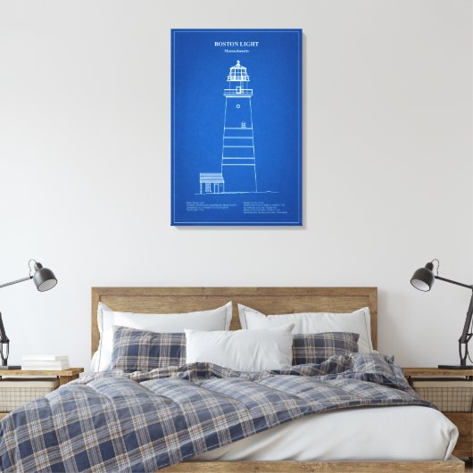Boston Light Lighthouse - Massachusetts – AD Canvas Afdruk (Insitu (Slaapkamer))