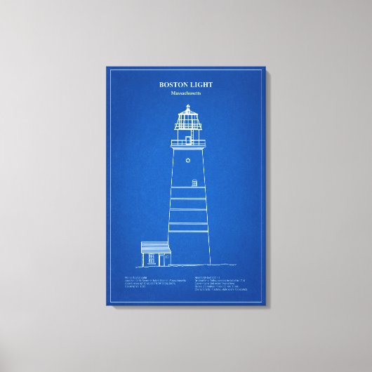Boston Light Lighthouse - Massachusetts – AD Canvas Afdruk (Voorkant)