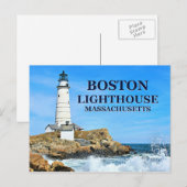 Boston Lighthouse, Massachusetts Ansichtkaart Briefkaart (Voorkant / Achterkant)